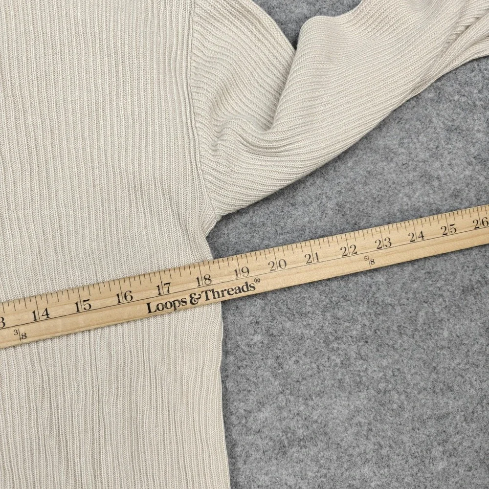 Lululemon Sweater Womens 6 Beige Ribbed Knit Asymmetrical‎ Hem Crewneck Pullover